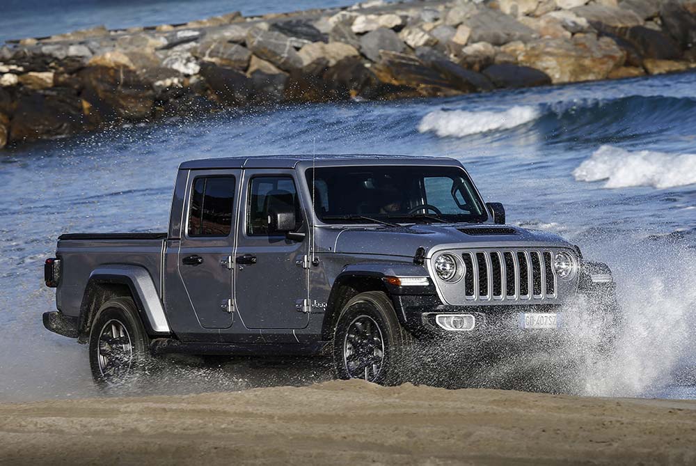 Jeep Gladiator driving on the beach