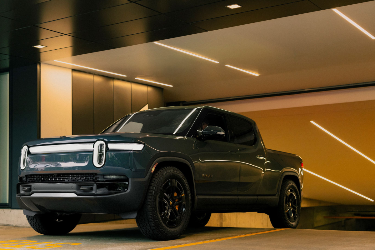 The Rivian R1T electric truck's stylish design turns heads