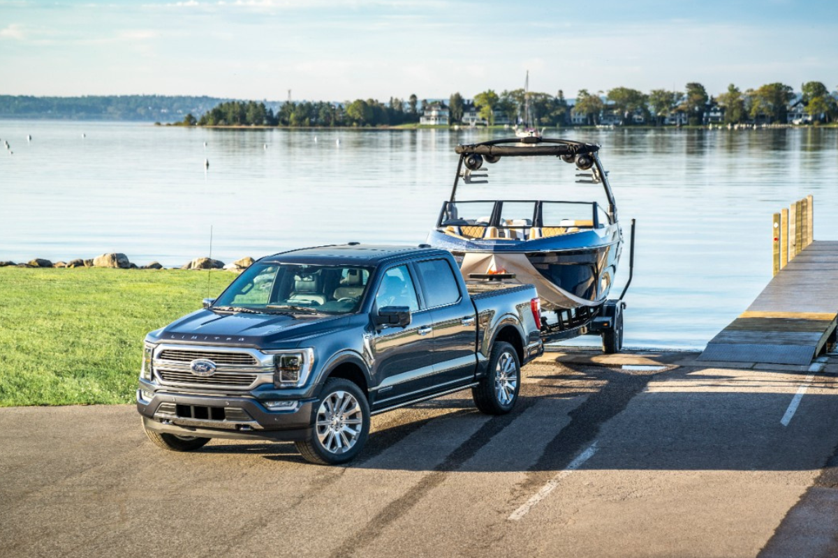 Ford F-150 towing a speedboat