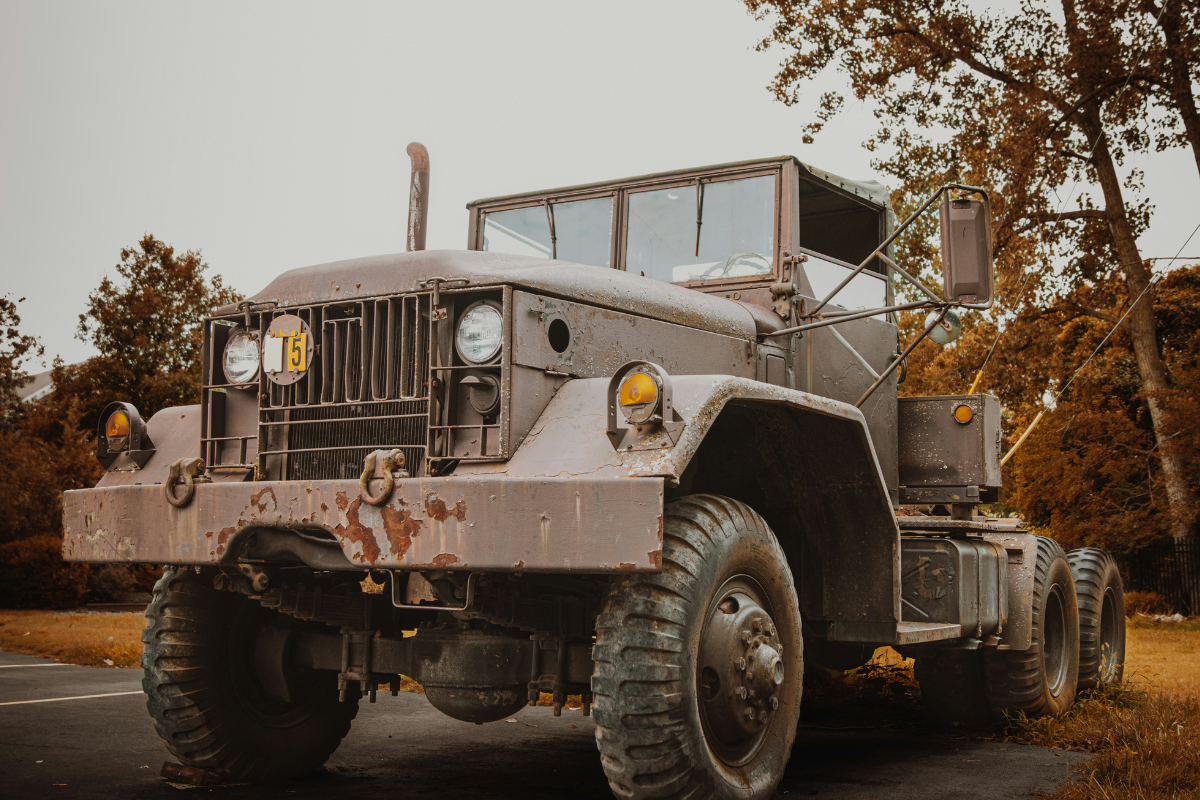 A large rusted truck