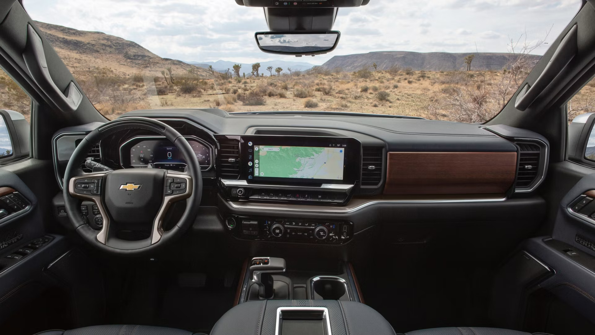 Chevrolet Silverado High Country interior with the sat nav on show